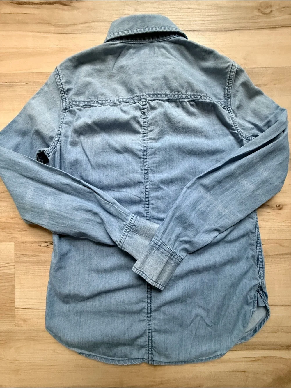 J.CREW Women’s Blue Chambray Cotton Button-Up Shirt Long Sleeve Collared